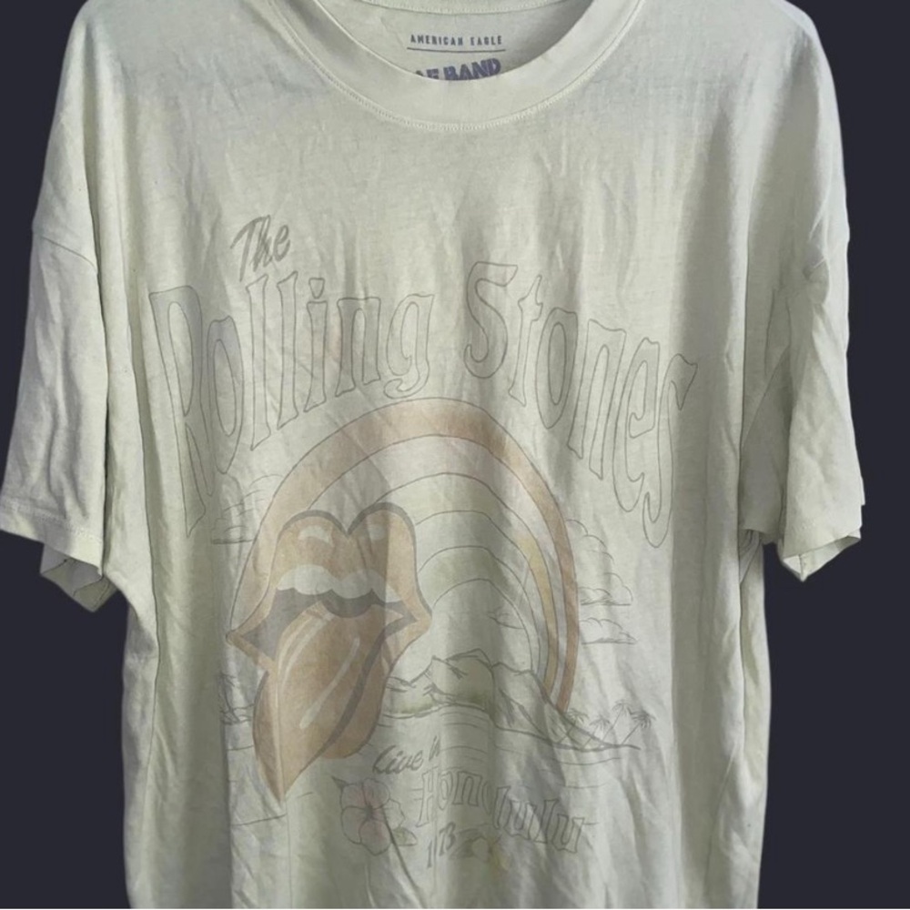 American Eagle Outfitters Cream Graphic T-Shirt